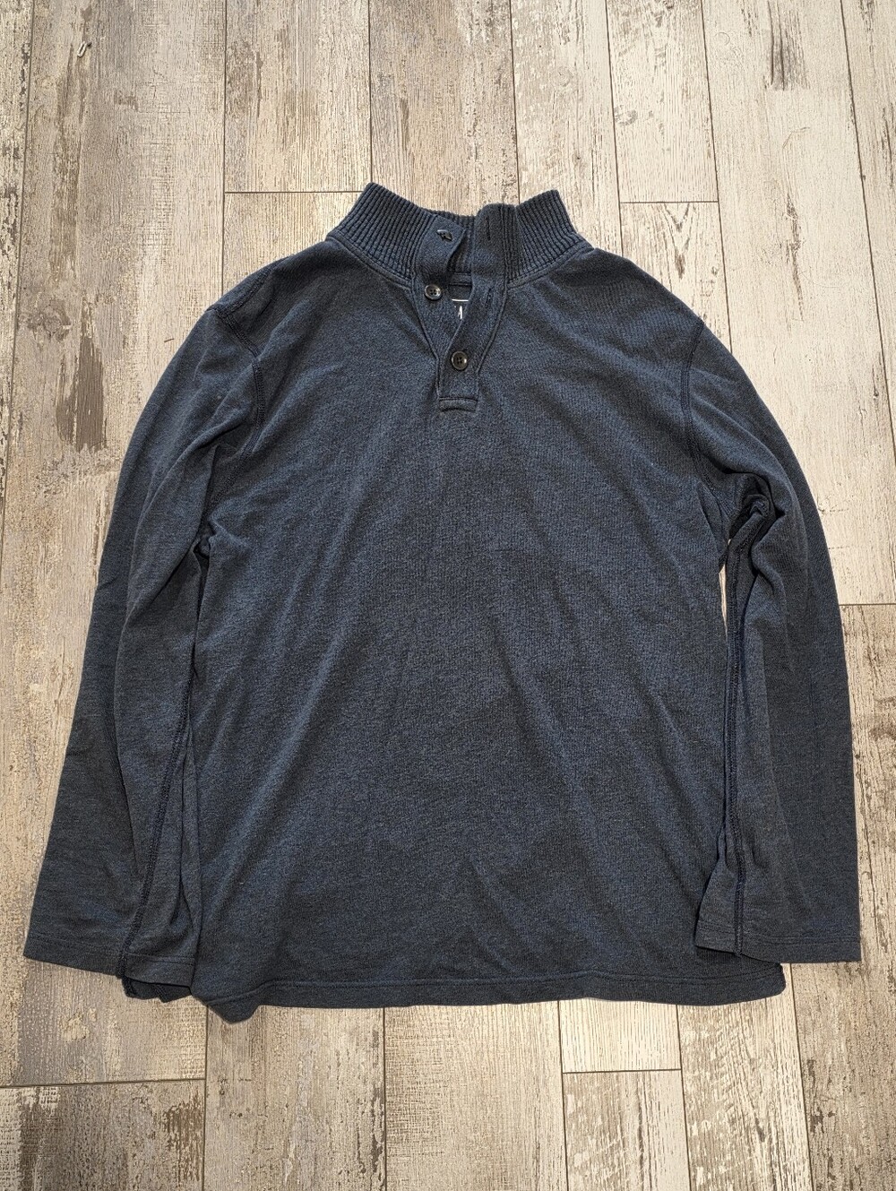 (M) Men's GAP Quarter Button Pullover Sweater Blue 100% Cotton Lightweight Large